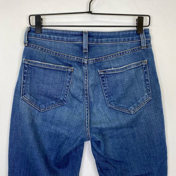 L'Agence Jeans Womens Sz 26 Blue High Rise Skinny Distressed Raw Hem Destroyed - Picture 5 of 9